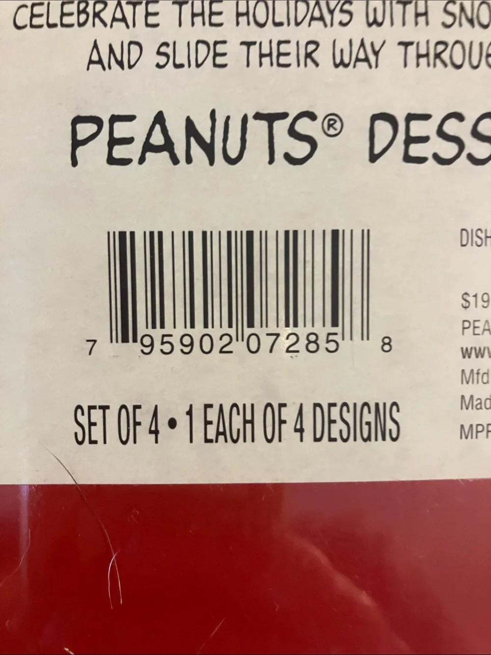 Hallmark Peanuts Porcelain Dessert Plate Set - 4 Winter Scenes
